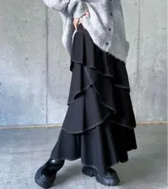 PAGEBOY ステッチティアードフレアスカート