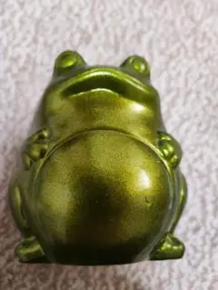 カエル型小物入れ メタリックグリーン 陶器製