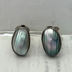 【925刻印あり】オスメニアパール ヴィンテージイヤリング シルバー 螺鈿