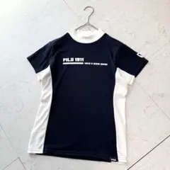 FILA GOLF フィラ ゴルフ モックネック 半袖 M ネイビー ホワイト
