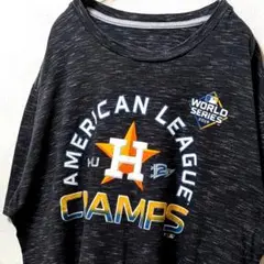 MLBヒューストンアストロズ ロゴ Tシャツブラック黒グレーL古着