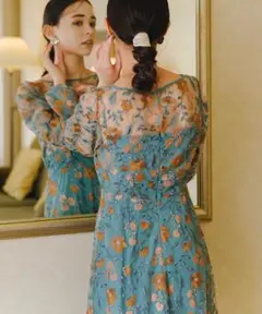 kastane embroidery organdy dress グリーン 0