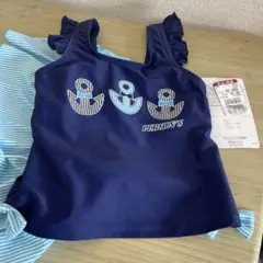 フリル付き水着セット ネイビー/水色