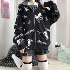 【新品・未使用】秋 冬 クマ モノクロ 地雷系 原宿 病みかわ 夢かわ 韓国
