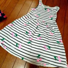 ノースリーブワンピース　H&M ボーダー さくらんぼ 匿名配送