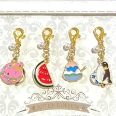 【夏休みマスクチャーム】ハンドメイド　ビーズ　夏ピアス　かき氷　ヨーヨー　和風