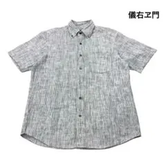 【儀右ヱ門】日本製 久留米 半袖シャツ ストライプ グレー 白 M