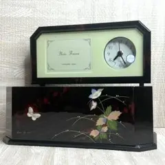 【美品】宝生塗り物時計 システムティッシュBOX 時計＆写真立て付