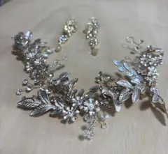 ウェディング ヘッドドレス ピアス セット
