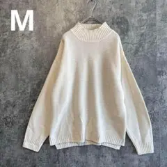 a3446【シネマクラブ】モックネック長袖ニットプルオーバー M ゆったり