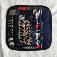 古布パッチワーク刺し子のミニフリーマット