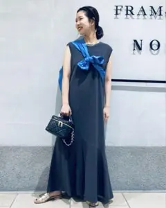 Spick & Spanダブルフェイス裾フレアワンピース黒¥17,600