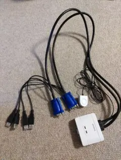 ELECOM USB切替器 白色 4本ケーブル付き　KVM-KUSN