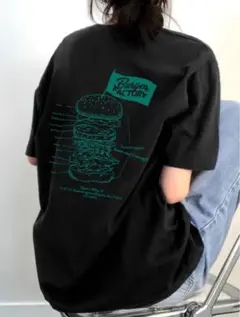 黒ハンバーガーTシャツ　X L　可愛い　お洒落　個性的　カジュアル　新品　未使用
