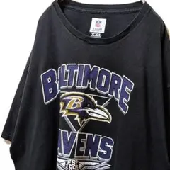 NFLボルチモアレイブンズ デカロゴ Tシャツ ブラック 黒 2XL 古着