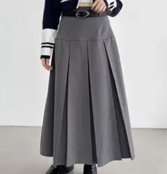 Heather ヘザー アソートワイドプリーツスカート グレー