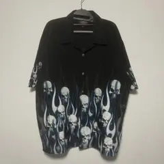 【最高デザイン】ファイヤーパターン ビッグサイズ ポリエステル 半袖シャツ 希少