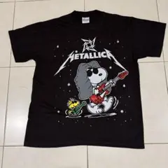 限定セールXL★Hanes製★メタリカ×スヌーピー★パロディTシャツ黒系★バンド