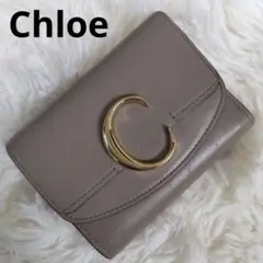 クロエ 折り財布 トリフォールド クロエC ロゴ金具 レザー グレージュ