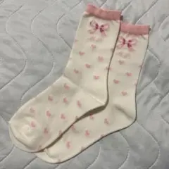 メゾピアノ 靴下 ピンク リボン ハート 20-22cm