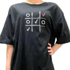 verison チェック ゲーム Tシャツ XL ブラック 黒 古着
