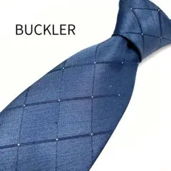 美品 BUCKLER チェック柄 ネクタイ シルク100％フォーマル 青紺系色