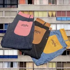 Wudge Boy カラーポケット ストレートデニムパンツ