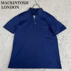 【美品】マッキントッシュ ロンドン 半袖 ボタンダウン ポロシャツ L ネイビー