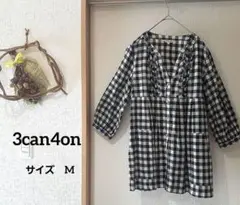 【3can4on】ギンガムチェック柄七分袖チュニック　Mサイズ