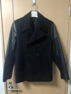NEIL BARRETT ピーコート スリムフィット ブラック　素材切り替え
