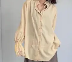 【美品】JEANASIS ジーナシス Wレースカフスブラウス 長袖 レースシャツ