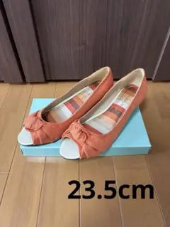 オープントゥリボンシューズ オレンジ23.5cm