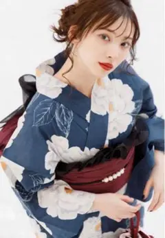 【Dita】ディータ 浴衣セット 涼風の藍紺牡丹 浴衣 下駄付き
