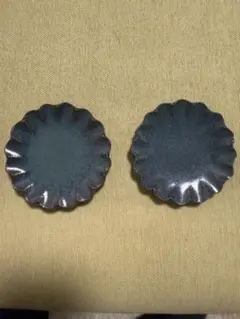 小澤基晴　3寸輪花　豆皿　翡翠2枚セット