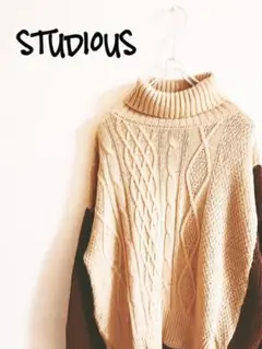 D220115 STUDIOUS アシンメトリー長袖ニット