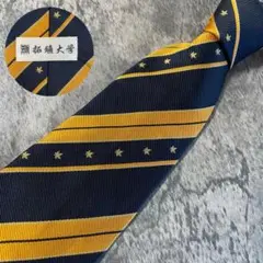 AN015 拓殖大学 ロゴ ネイビー イエロー シルク ネクタイ