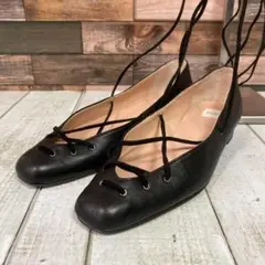 エリン　ELIN　パンプス　フラットシューズ　22.5cm　レザー　本革　黒