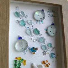 シーグラスアート　きらっと✨くらげさんと海の仲間達2