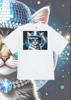 ⭐️早い者勝ち⭐️ハイクオリティー Tシャツ 猫 cat 宇宙 ホワイト 白Lサイズ
