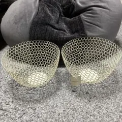 フランフラン　クリーム色の金属製バスケット2個セット