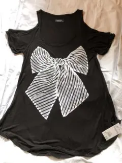 新品 Lanren Moshi リボン オープンショルダー Tシャツ