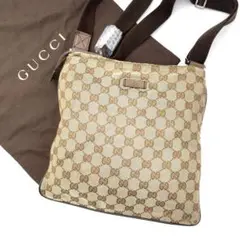 【鑑定済み】GUCCI ショルダーバッグ gg キャンバス メンズ ブラウン