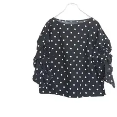 【W CLOSET】ダブルクローゼット ドット柄 袖クシュクシュ トップス M