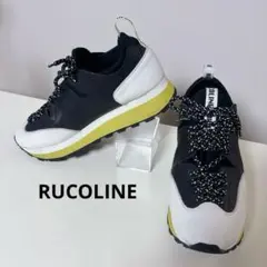 【美品】ルコライン 厚底スニーカー 37 レースアップ ロゴ ブラック