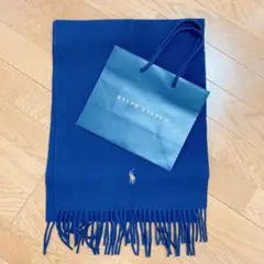 【新品未使用】ラルフローレン ウール100％　マフラー　ネイビー　ショッパー付き