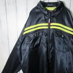 90s TOMMY JEANS ナイロンジャケット 刺繍ロゴ イエローライン