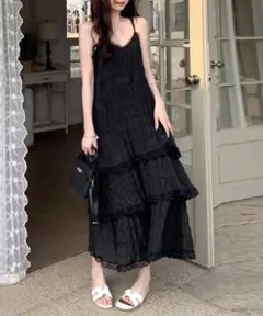 【新品】DAY CLOSET レディース ワッシャーティアードキャミワンピース