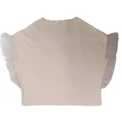 ♦チャオパニック【F】レースフリルオフィス半袖TシャツOLフレンチスリーブフレア