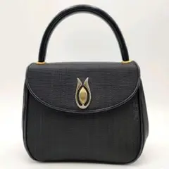 COMTESSE コンテス ハンドバッグ レザー ネイビー ゴールド金具