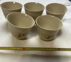 昭和レトロ、当時物、たち吉 花柄陶器湯飲み5個セット 木箱付き
